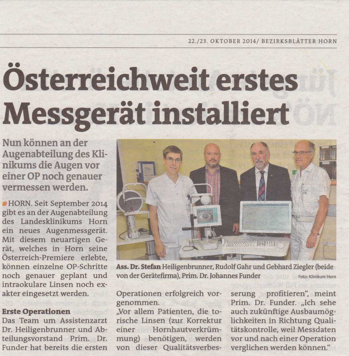 Newspaper article Heiligenbrunner